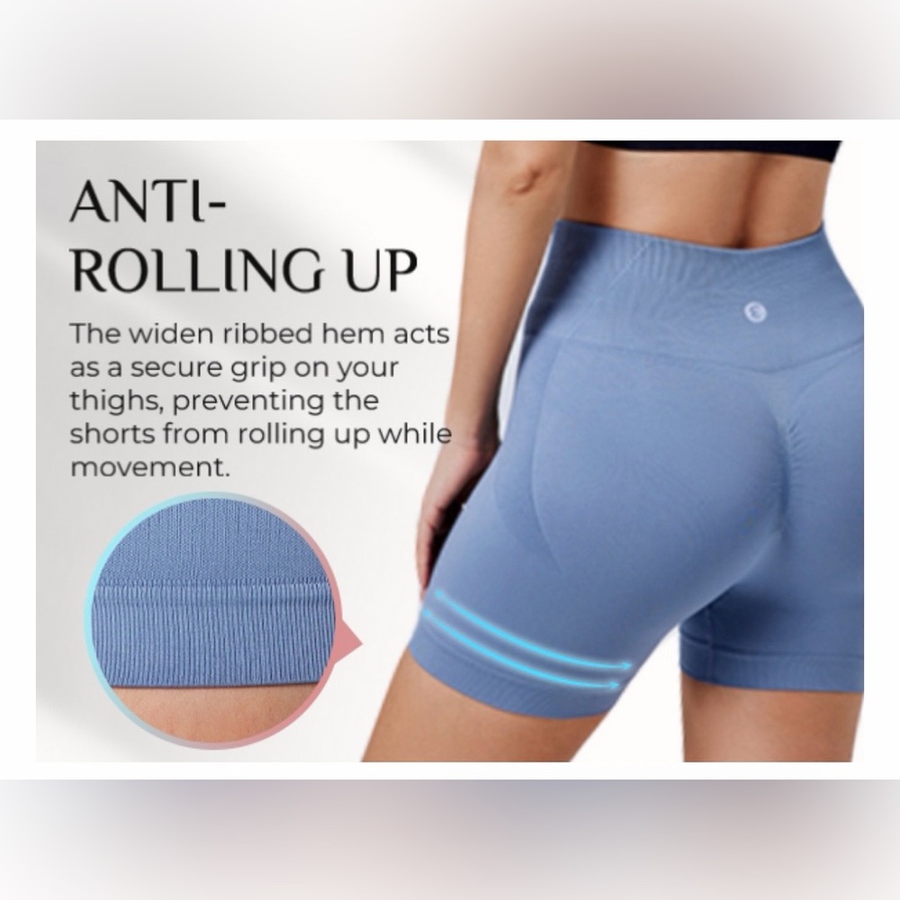 Evercute Seamless Workout Shorts – High Waisted Scrunch Butt Gym Yoga Shorts Set - Picture 7 of 8